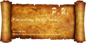 Paczolay Uránia névjegykártya